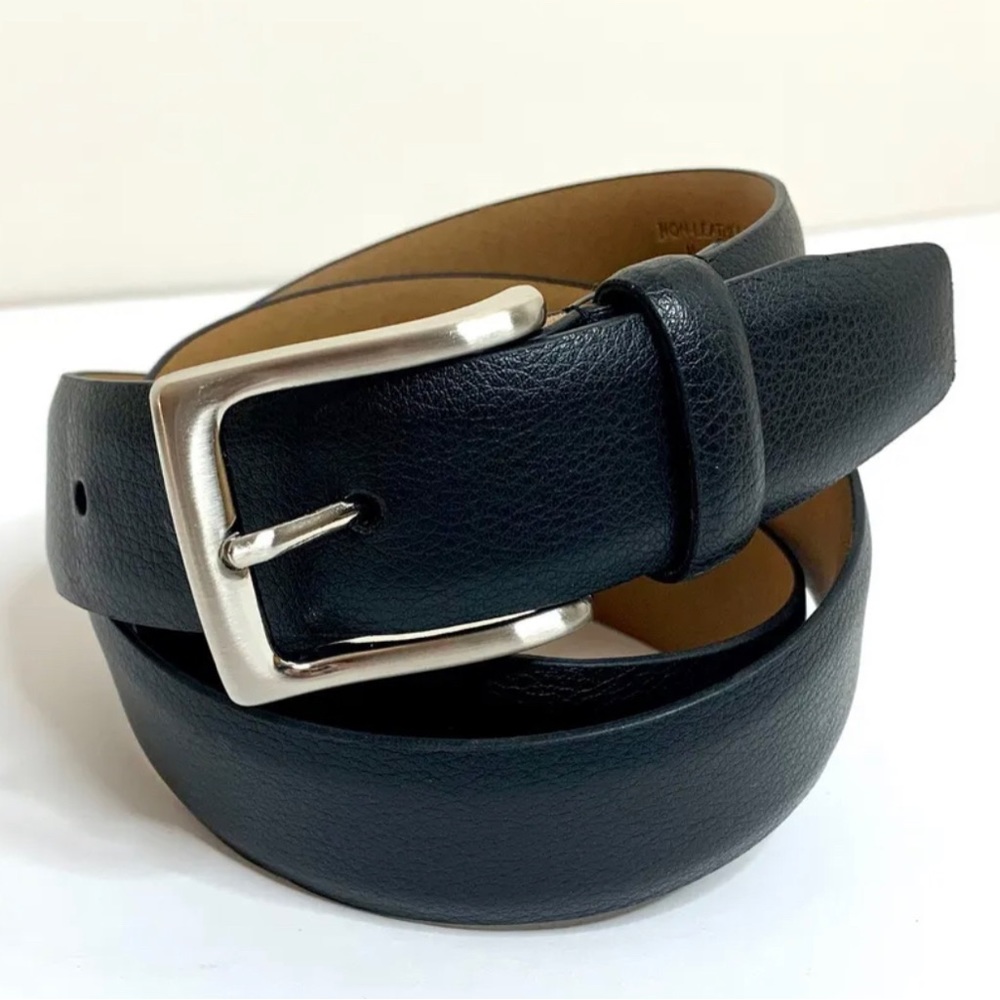 Goodfellow & Co Men's Black Leather Belt with Silver Buckle, Size L